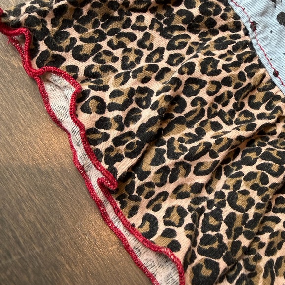 Kaos Blue Tank Dress with Red Tongue Graphic and Leopard Trim - Picture 2 of 12